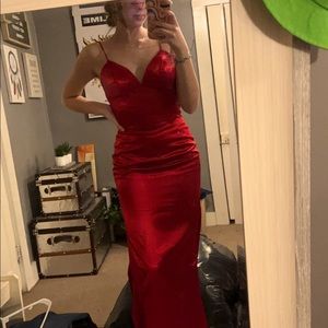 red womens prom dress